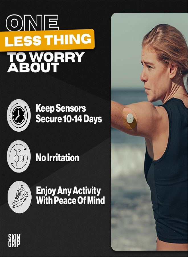 Skin Grip Freestyle Libre 2 & Lingo Sensors Cover – Compatible with Infusion Sets, Waterproof Adhesive Tape, Covers w/Cutout (Not for Libre3), Lasts 10-15 Days, CGM Sensor Patches, Tan - Image 3